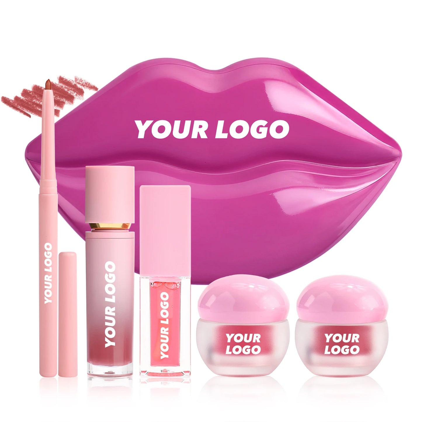 Lip Gloss Lipliner Makeup Gift Sets Beauty Set Box Holiday Gift Lipoil Scrub Lip Mask 5 Pcs  Makeup Set