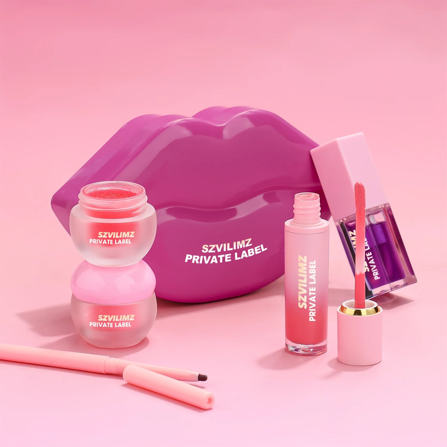 Lip Gloss Lipliner Makeup Gift Sets Beauty Set Box Holiday Gift Lipoil Scrub Lip Mask 5 Pcs  Makeup Set