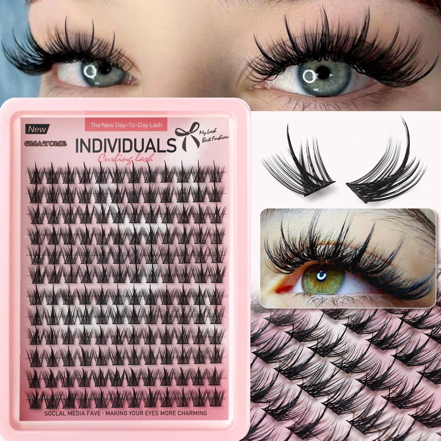 Private Label False Eyelash Extension Kit in DIY Custom Manga Cluster Lashes Set Packaging Wholesale