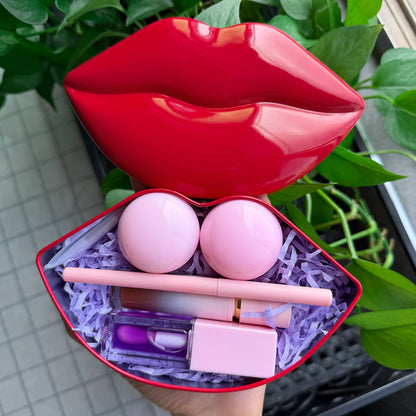 Lip Gloss Lipliner Makeup Gift Sets Beauty Set Box Holiday Gift Lipoil Scrub Lip Mask 5 Pcs  Makeup Set