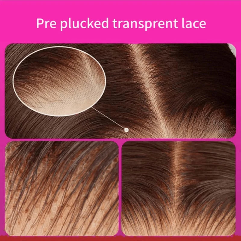 34 Inch Chocolate Brown 13x4 HD Bone Straight Lace Front Wigs Human Hair 13x4 Brazilian Transparent Lace Frontal Wigs For Women