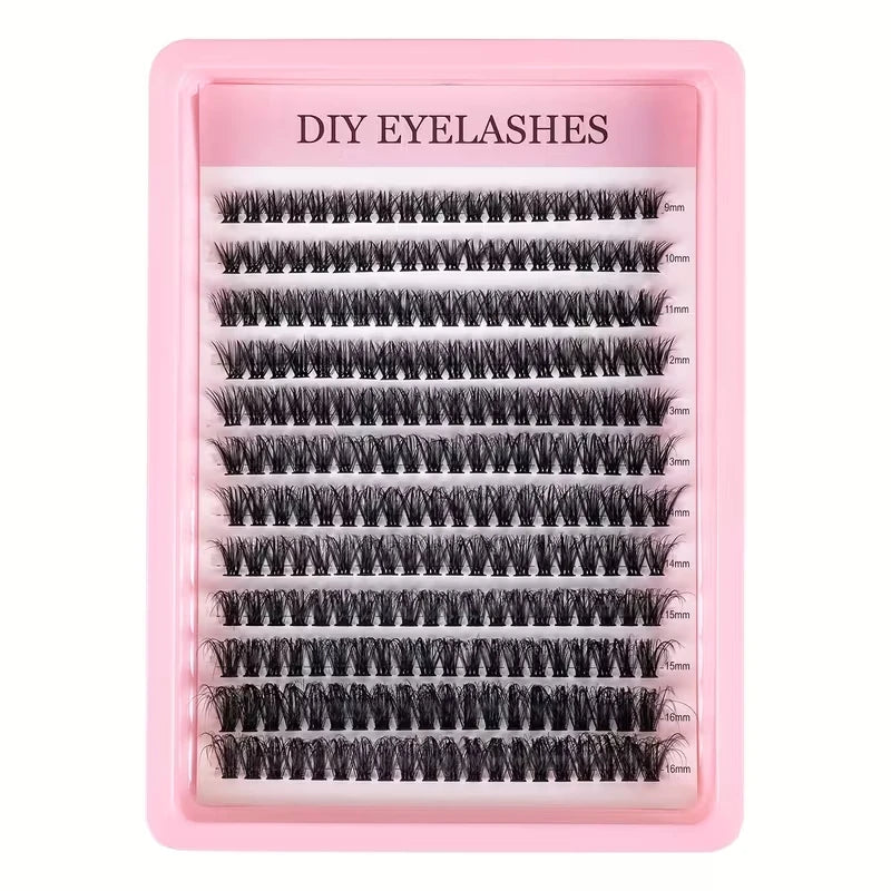 Cluster Lashes, 240pcs 40D 9-16mm Mixed Lengths, Ultra-Natural Look Thin Ultra-Soft Ultra-Light, Reusable for Beginners