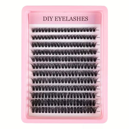 Cluster Lashes, 240pcs 40D 9-16mm Mixed Lengths, Ultra-Natural Look Thin Ultra-Soft Ultra-Light, Reusable for Beginners