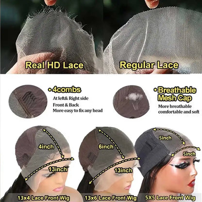 40 42 Inch Straight Human Hair Wigs 13x4 13x6 HD Lace Frontal Wigs For Women Glueless Bone Straight Lace Front Human Hair Wigs